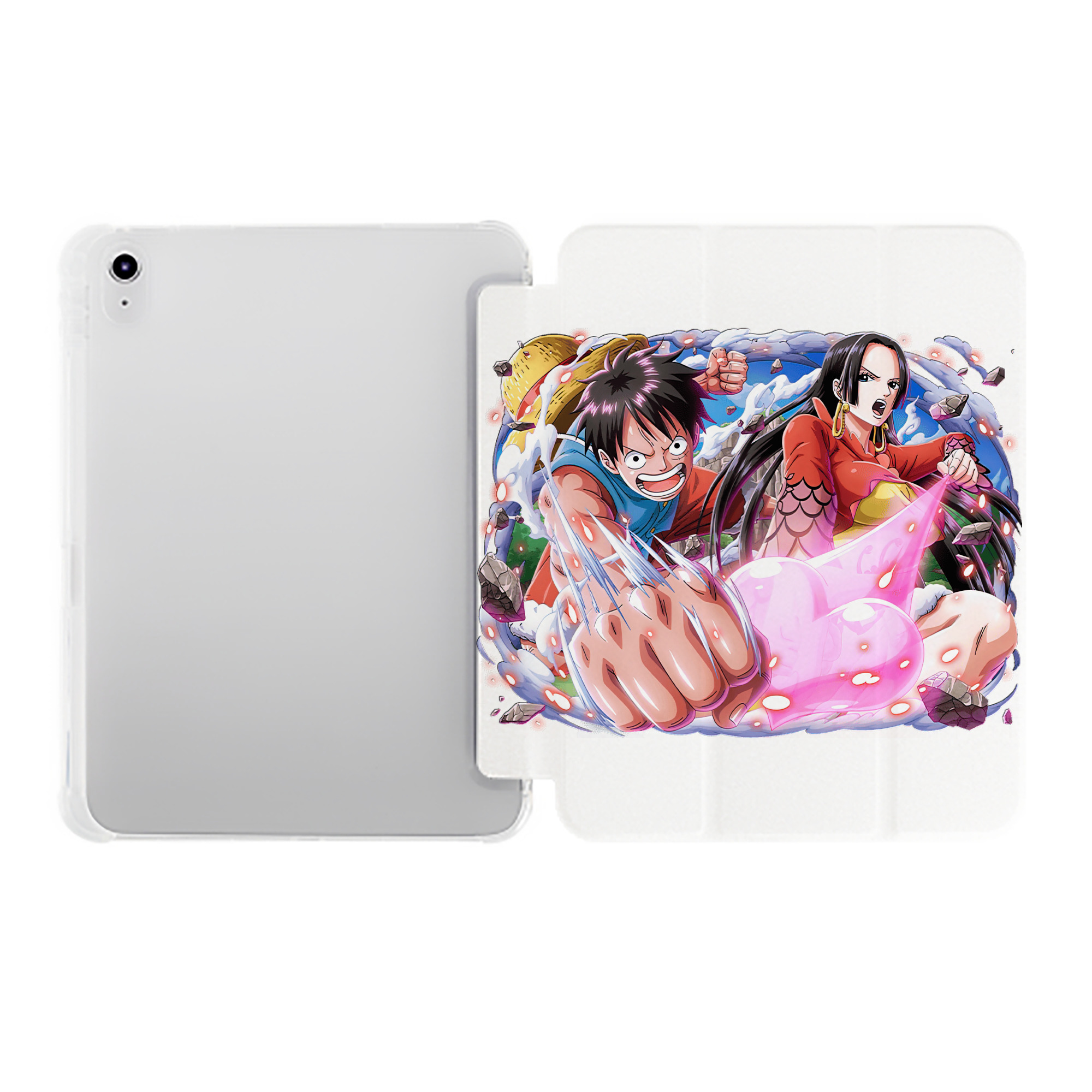 （画像用） ワンピース モンキー・D・ルフィ ONE PIECE Monkey D. Luffy IPad ケース ペン収納付き 三つ折りスタンド PUレザー×シリコン 対応機種9.5/10.5/10.9インチ